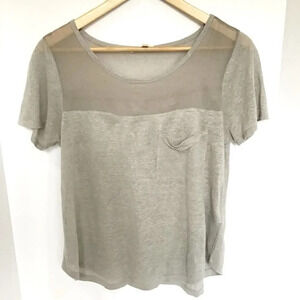 SOFT JOIE Rhett Top Linen Grey Green Shirt XS